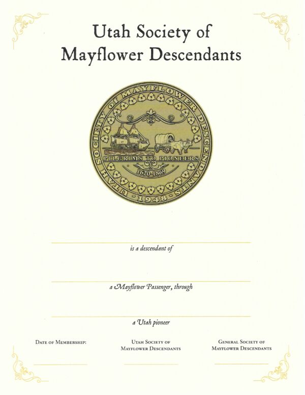 Utah Pilgrim to Pioneer Certificate